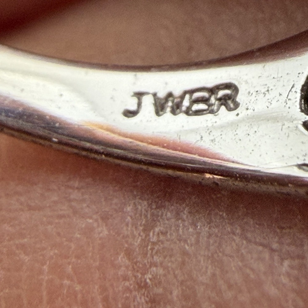 Vtg QVC Designer JWBR Sterling Silver Diamond Ring Floral Pink Enamel Sz7.25 - Picture 6 of 16